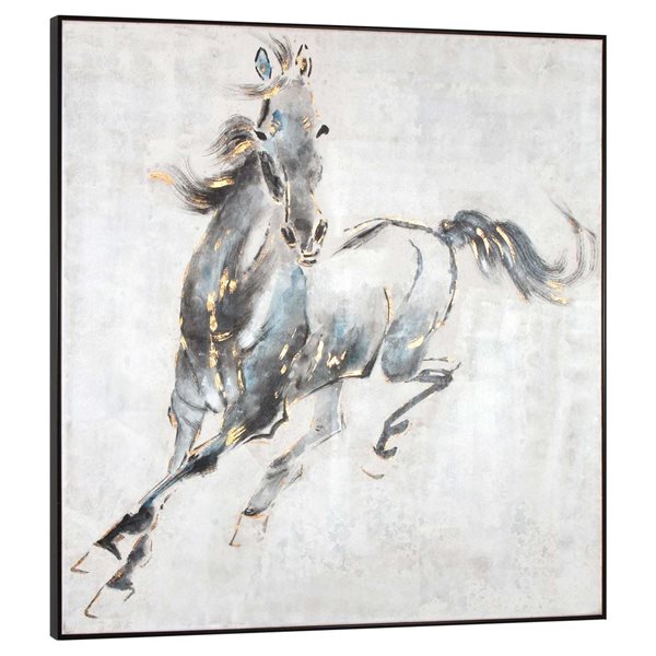 Gild Design House Prancing Stallion, Hand Painted Canvas