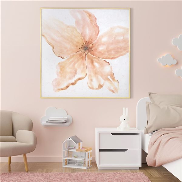 Gild Design House Coral Blossom, Hand Painted Framed Canvas