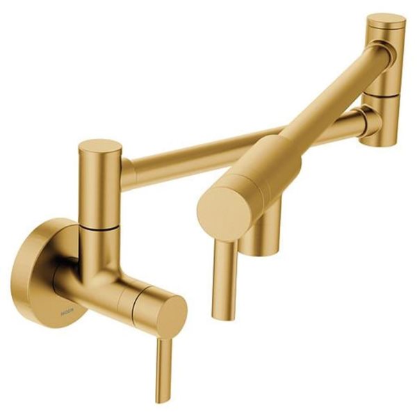 MOEN Modern Brushed Gold Wall-Mounted Swing Arm Folding Pot Filler