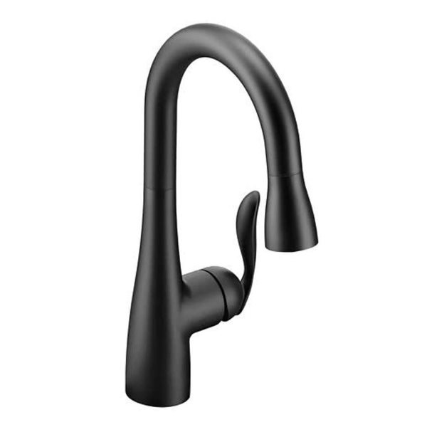 MOEN Arbor Matte Black Single-Handle High-Arc Pull-Down Sprayer Bar Faucet w/ Reflex System