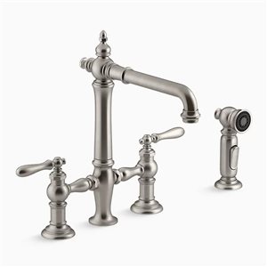 KOHLER Co. Artifacts Stainless Steel 2-Handle Bridge Kitchen Faucet