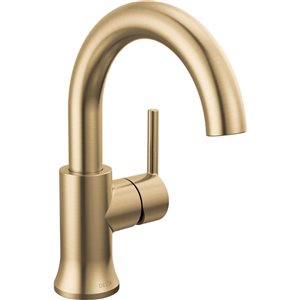 Robinet mitigeur de lavabo de salle de bain Trinsic DELTA bronze champagne monotrou monté sur plan, col-de-cygne