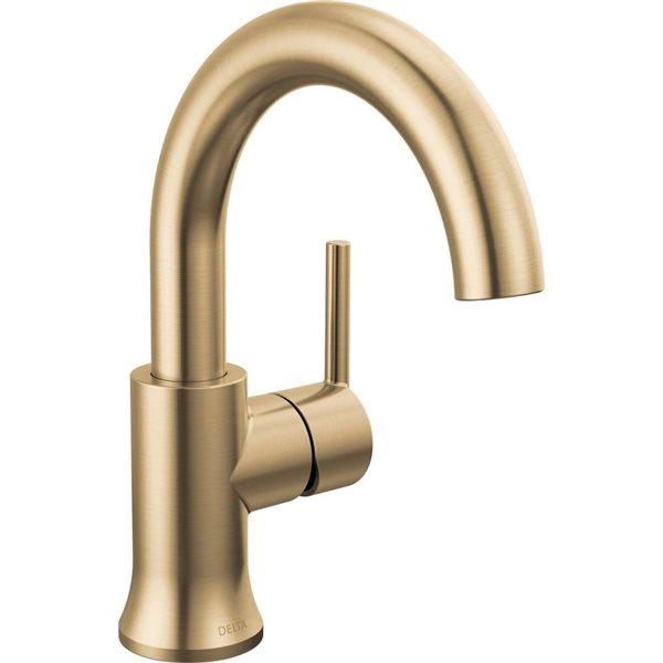 DELTA Trinsic Champagne Bronze Single Hole 1-Handle Deck-Mount High-Arc Bathroom Sink Faucet