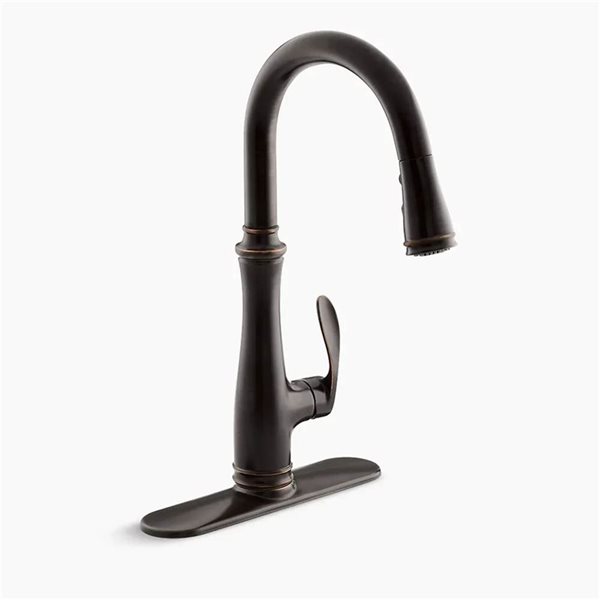 Robinet mitigeur de cuisine Bellera de KOHLER Co. avec douchette rétractable, bronze huilé