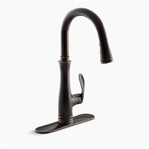 Robinet mitigeur de cuisine Bellera de KOHLER Co. avec douchette rétractable, bronze huilé