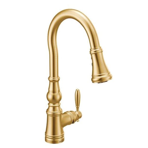 MOEN Weymouth Brushed Gold Single-Handle High-Arc Pull-Down Kitchen Faucet