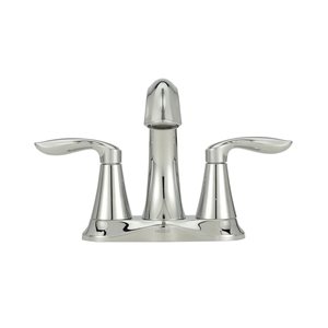 Robinet de lavabo de salle de bain Eva MOEN chrome poli centré 4 po 2 poignées, arc moyen