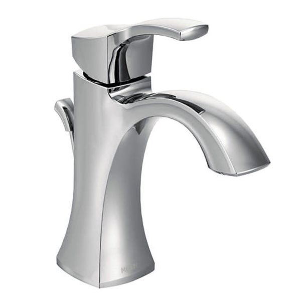 Robinet mitigeur de lavabo de salle de bain Voss MOEN chrome poli monotrou, arc moyen