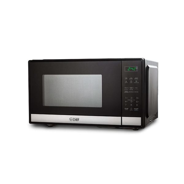 Micro-ondes de comptoir Commercial CHEF 19,1 po 0,9 pi³, acier inoxydable noir