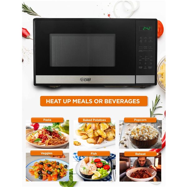 Commercial CHEF 19.1-in 0.9-ft³ Countertop Microwave - Black Stainless Steel