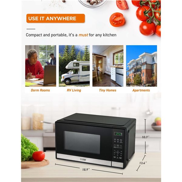 Commercial CHEF 19.1-in 0.9-ft³ Countertop Microwave - Black Stainless Steel