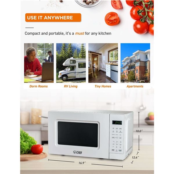 Commercial CHEF 17.3-in 0.7-ft³ 700 W Countertop Microwave - White