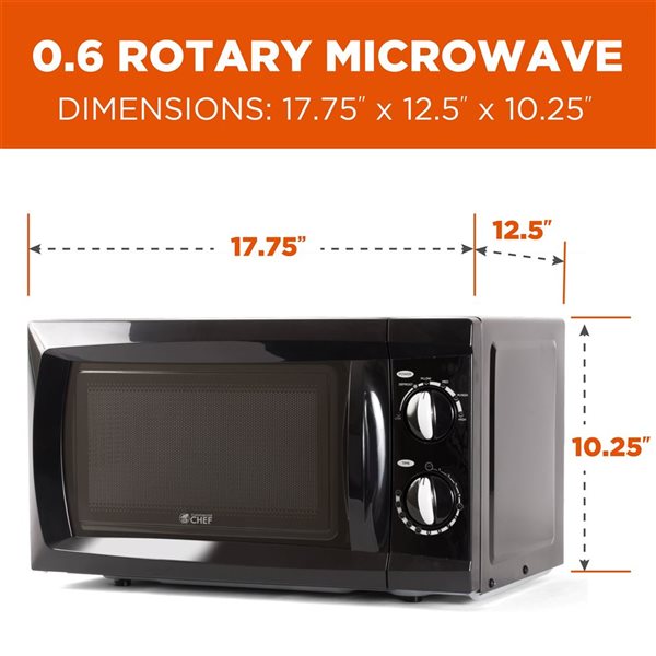 Commercial CHEF 0.6-ft³ Compact Microwave with 6 Power Levels and Grip Handle - Black