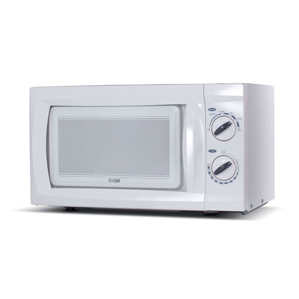 Micro-ondes de comptoir Commercial CHEF 17,8 po 0,6 pi³ 600 W, blanc