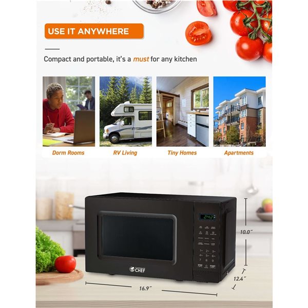 Commercial CHEF 17.3-in 0.7-ft³ 700 W Countertop Microwave - Black