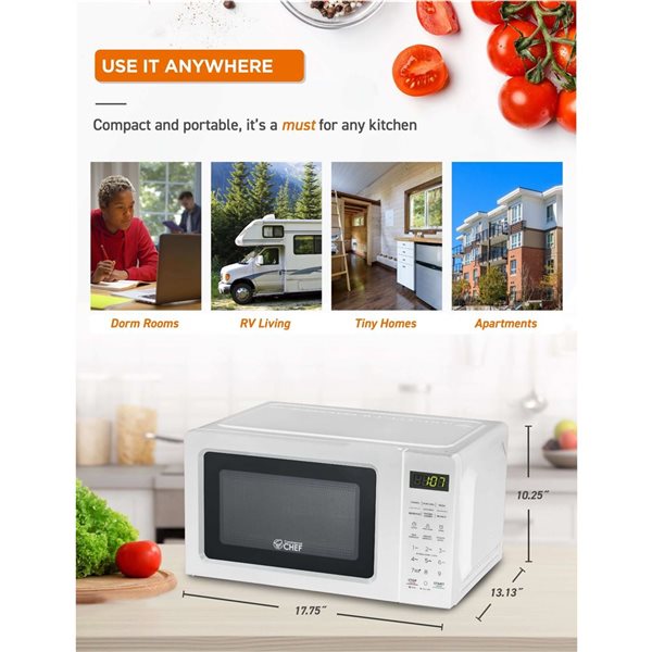 Commercial CHEF 0.7-ft³ Countertop Microwave - White