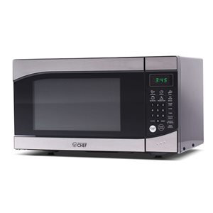 Commercial CHEF 0.9-ft³ Countertop Black Microwave with 10 Power Levels and Push Button