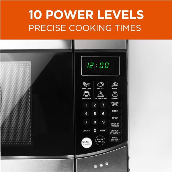 Commercial CHEF 0.9-ft³ Countertop Black Microwave with 10 Power Levels and Push Button