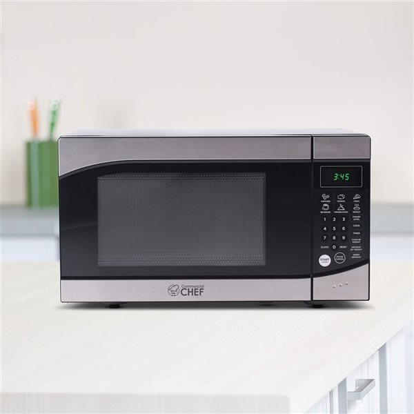 Commercial CHEF 0.9-ft³ Countertop Black Microwave with 10 Power Levels and Push Button