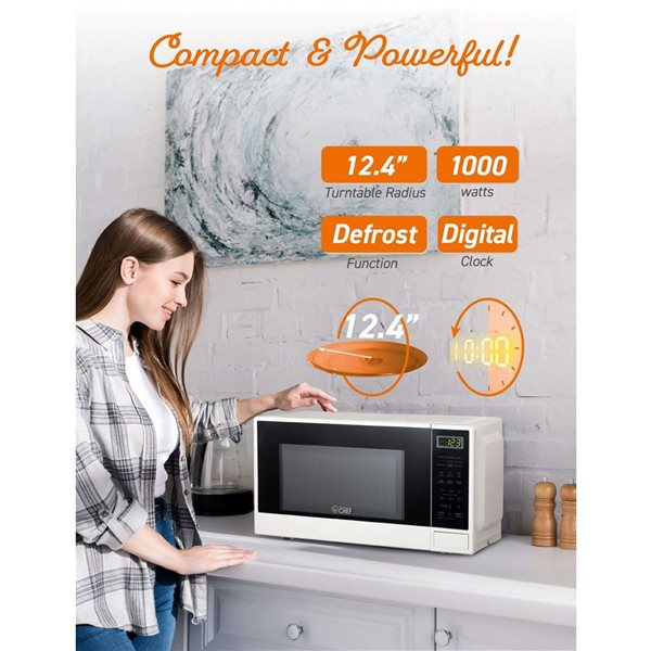 Commercial CHEF 1.1-ft³ Compact Microwave with 10 Power Levels and Push Button - White