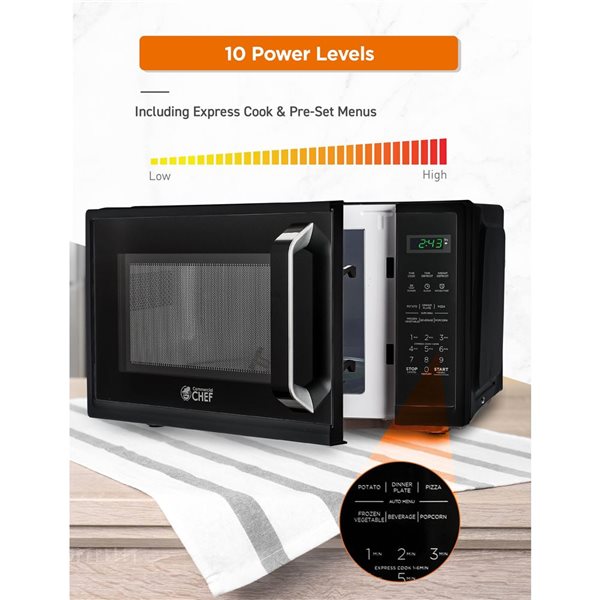 Commercial CHEF 19.1-in 0.9-ft³ 900 W Countertop Microwave - Black