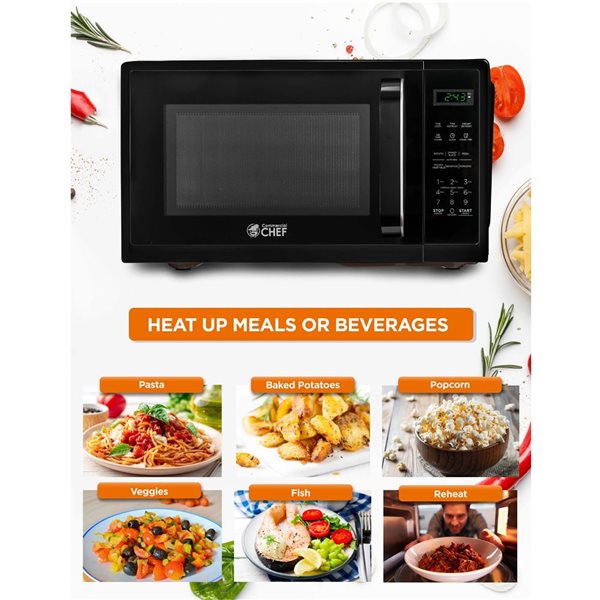 Commercial CHEF 19.1-in 0.9-ft³ 900 W Countertop Microwave - Black