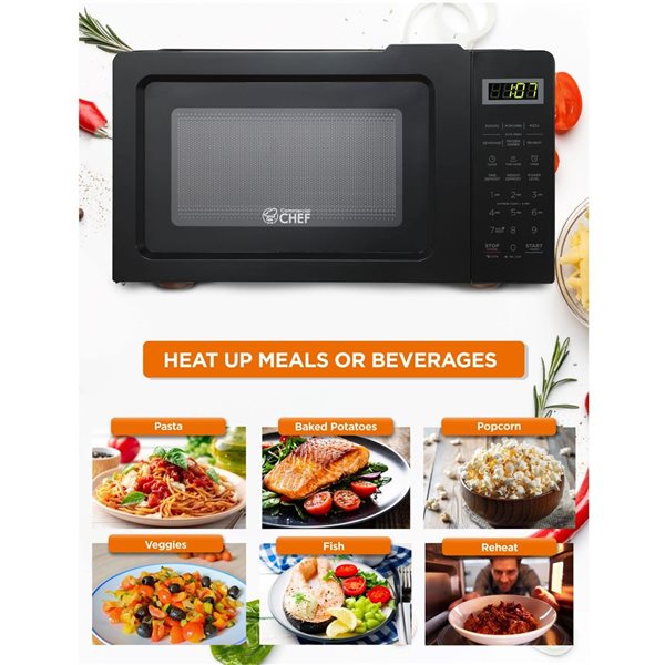 Commercial CHEF 0.7-ft³ Countertop Microwave with 10 Power Levels - Black