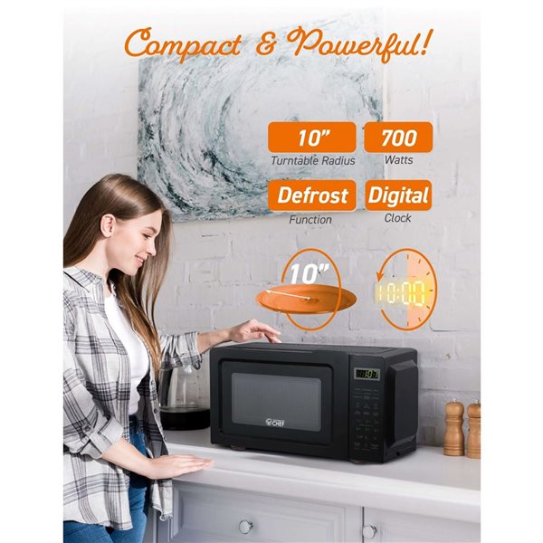 Commercial CHEF 0.7-ft³ Countertop Microwave with 10 Power Levels - Black