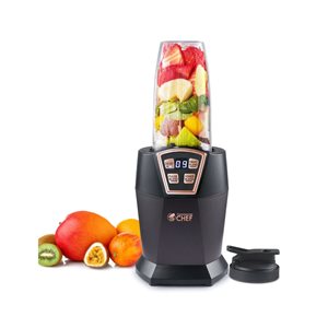 Commercial CHEF Black Personal Blender with 6 Stainless Steel Blades and LED Display