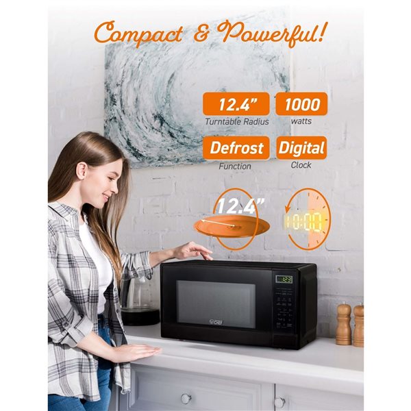 Commercial CHEF 1.1-ft³ Compact Microwave with 10 Power Levels with Push Button - Black