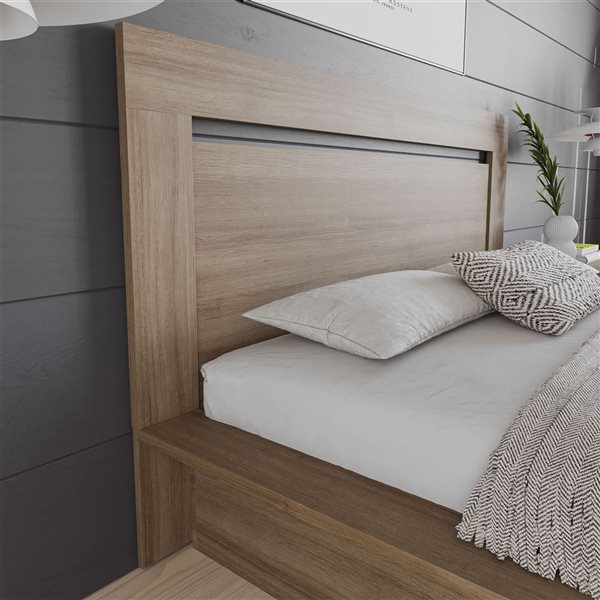 Nexera Malibu 74.25 W x 42.75-in H Brown Oak Queen-Size Modern Headboard