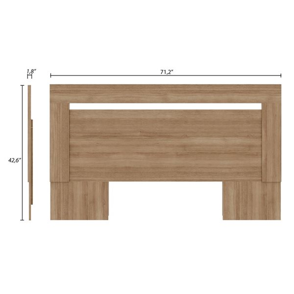 Nexera Malibu 74.25 W x 42.75-in H Brown Oak Queen-Size Modern Headboard