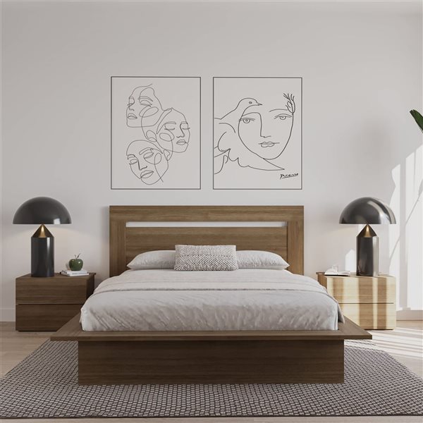 Nexera Malibu 74.25 W x 42.75-in H Brown Oak Queen-Size Modern Headboard