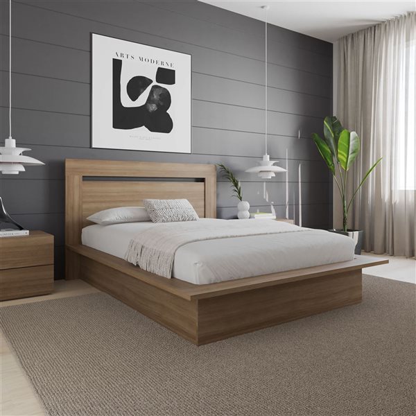 Nexera Malibu 65.5 W x 43-in H Brown Oak Full-Size Modern Headboard