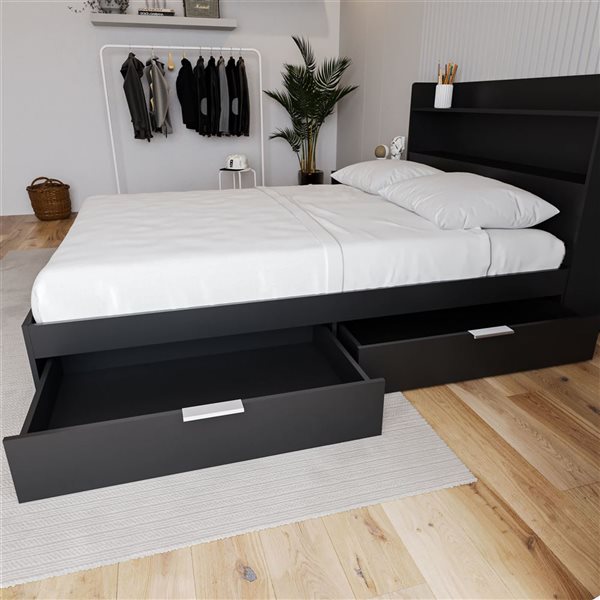 Nexera Hunter 2-Drawer Storage Full-Size Platform Bed - Black