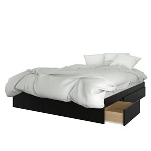 Nexera Vila 3-Piece Black and Natural Maple Contemporary Queen Bedroom Set