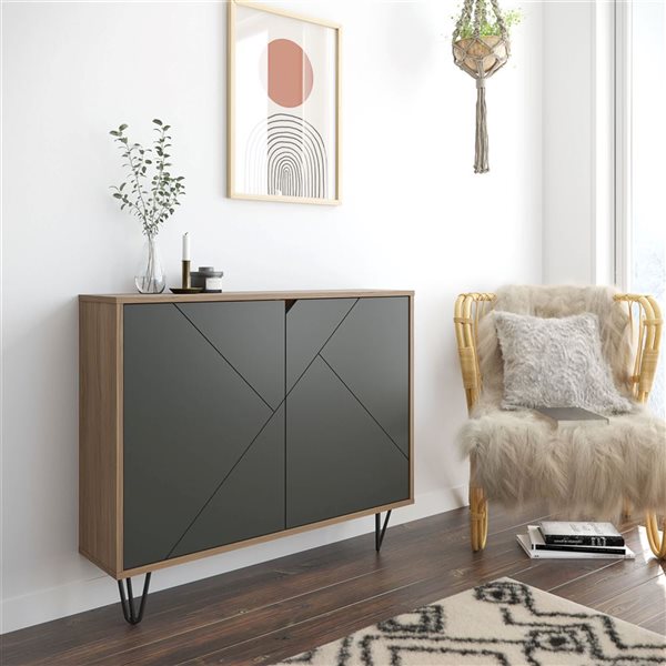 Nexera Slim 39-in W Nutmeg/Charcoal Grey Modern 2-Door Wall-Mounted Accent Cabinet