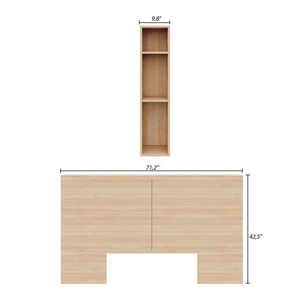 Nexera Marconi 71.5 W x 43-in H Natural Blonde Oak Queen-Size Headboard w/ Side Storage