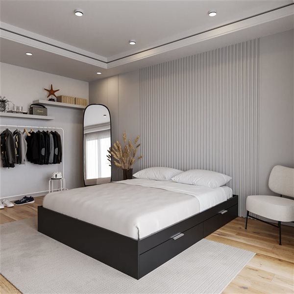 Nexera Hunter 2-Drawer Storage Queen-Size Platform Bed - Black