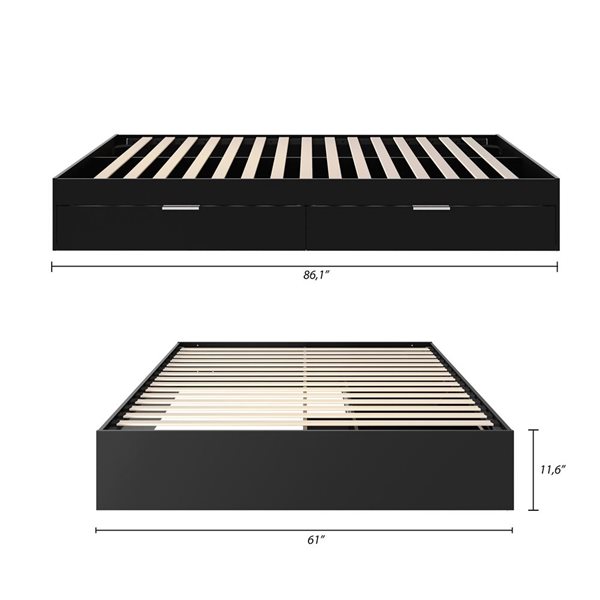 Nexera Hunter 2-Drawer Storage Queen-Size Platform Bed - Black