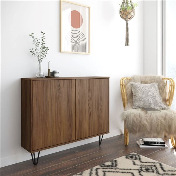 Nexera Slim 39-in W Walnut Modern 2-Door Wall-Mounted Accent Cabinet