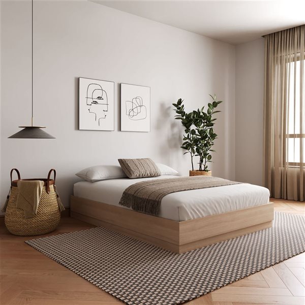 Nexera Milano Natural Blonde Oak Queen-Size Platform Bed 256083 | RONA
