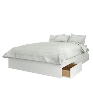 Nexera Axel 3-Piece White and Walnut Contemporary Full Bedroom Set