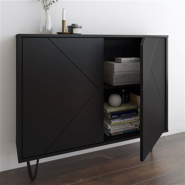 Nexera Slim 39-in W Black Modern 2-Door Wall-Mounted Accent Cabinet