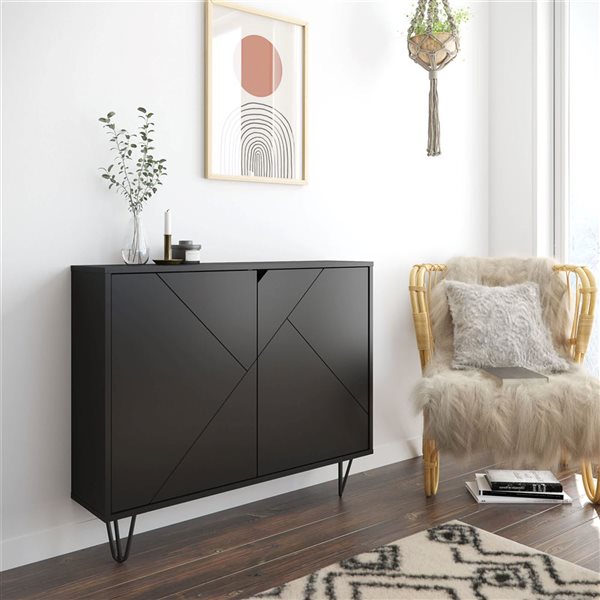 Nexera Slim 39-in W Black Modern 2-Door Wall-Mounted Accent Cabinet