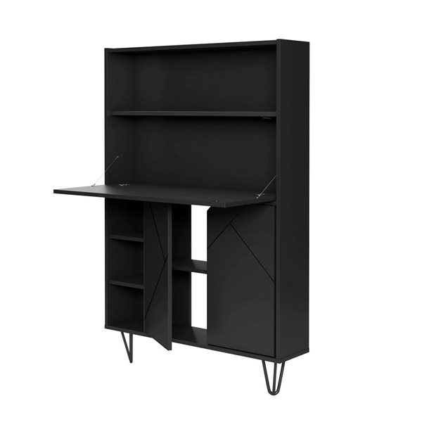 Nexera Slim 36-in W Black Wall-Mounted Modern Bar Cabinet/Secretary Bookcase Desk w/ Storage