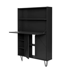 Nexera Slim 36-in W Black Wall-Mounted Modern Bar Cabinet/Secretary Bookcase Desk w/ Storage