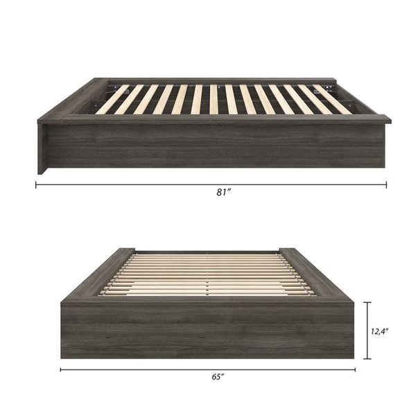 Nexera James Grey Oak Full-Size Platform Bed