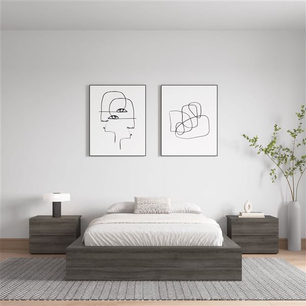 Nexera James Grey Oak Full-Size Platform Bed