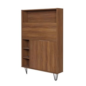 Meuble de bar/secrétaire mural moderne Slim de Nexera 36 po l. fini noyer avec rangement